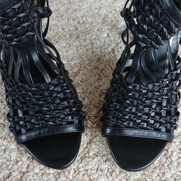 Elie Tahari black Woven leather heels size 37.5 - Picture 11 of 15